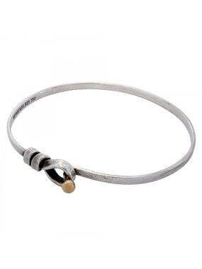 Tiffany & Co Bangle Hook Eye 18k Yellow Gold 925 Sterling Silver Bracelet